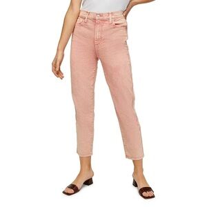 7 FOR ALL MANKIND HIGH WAIST CROPPED STRAIGHT JEANS STONE WASHED